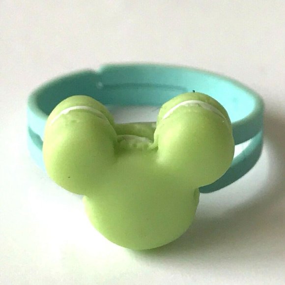 Disney Mickey Mouse Ears Ring Size 5 6 7 Macaroon Snacks Green Aqua - Picture 1 of 11